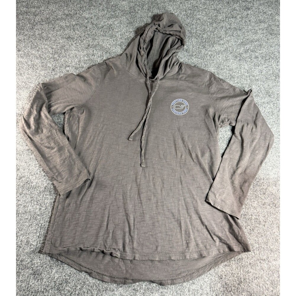 Vineyard Vines Women’s Gray Whale Logo Long Sleeve Hoodie Tee – Size Large